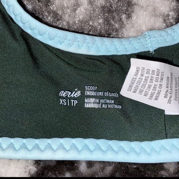 Aerie green scoop neck padded bikini bathing suit top size XS - Picture 2 of 4